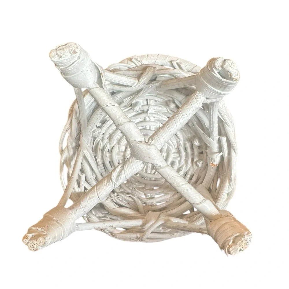 Small White Resin Wicker Doll Chair - Picture 6 of 6